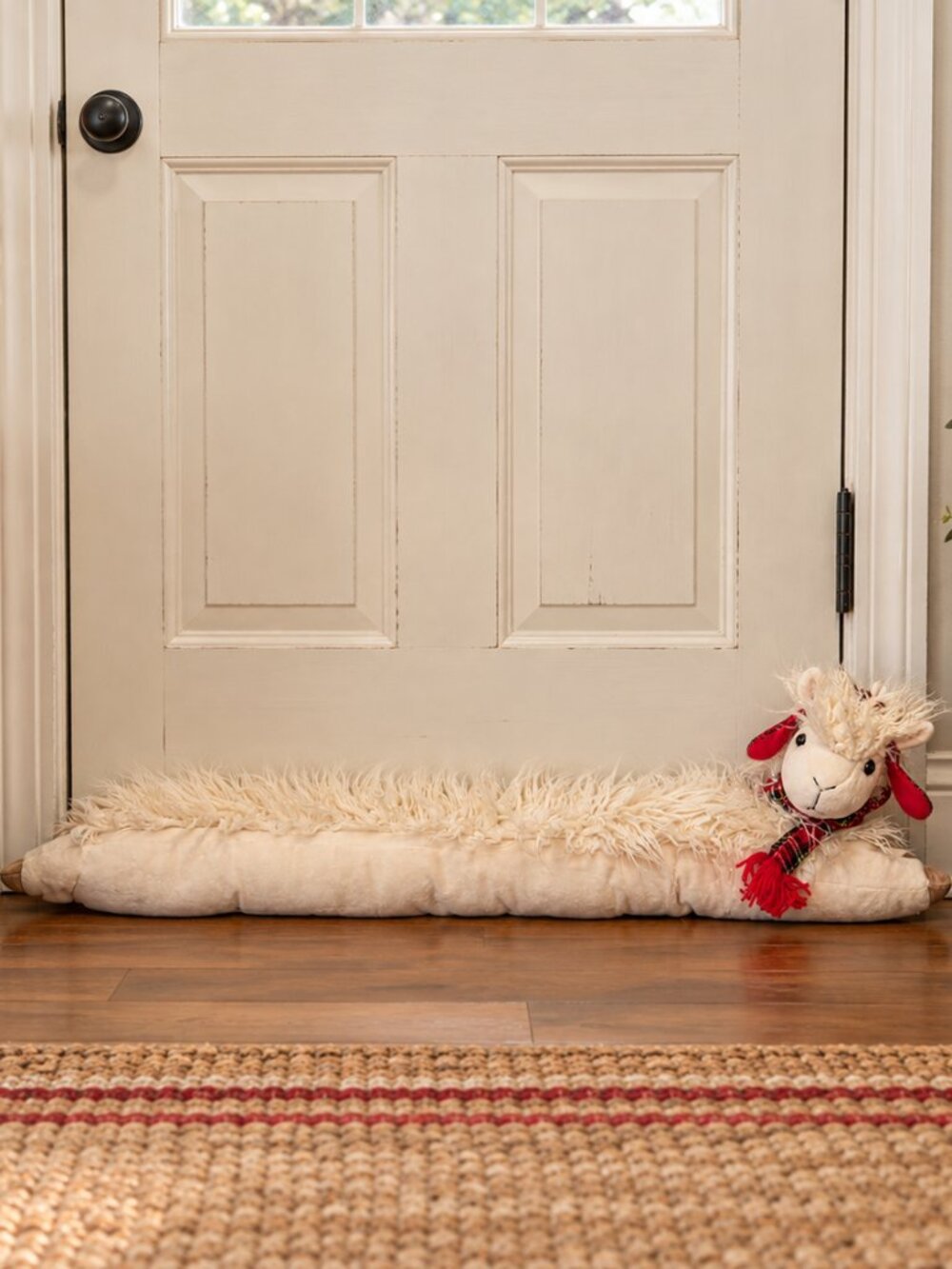 Llama 36” Weighted Door Draft Stopper Plaid Scarf Farmhouse Decor